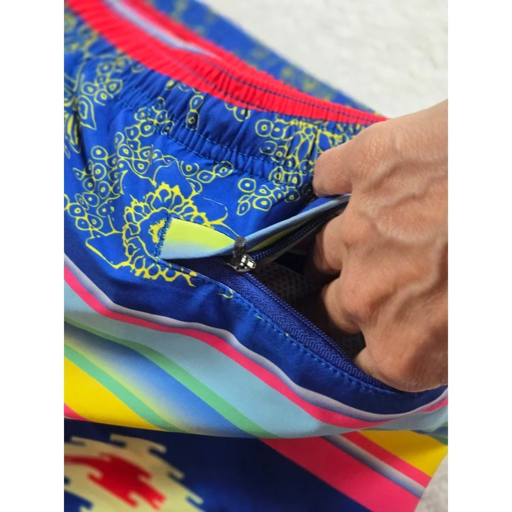 Toes on the Nose Mens XL Board Shorts Striped Floral Southwestern Swim Trunks